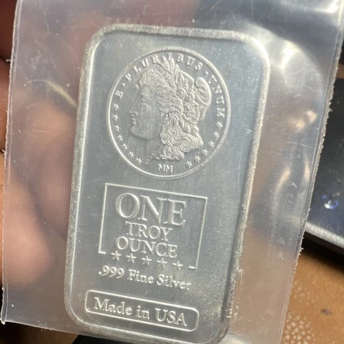 1 oz .999 Fine Silver Bar Morgan Design Made in USA 1 Troy Ounce 0.999 Fineness