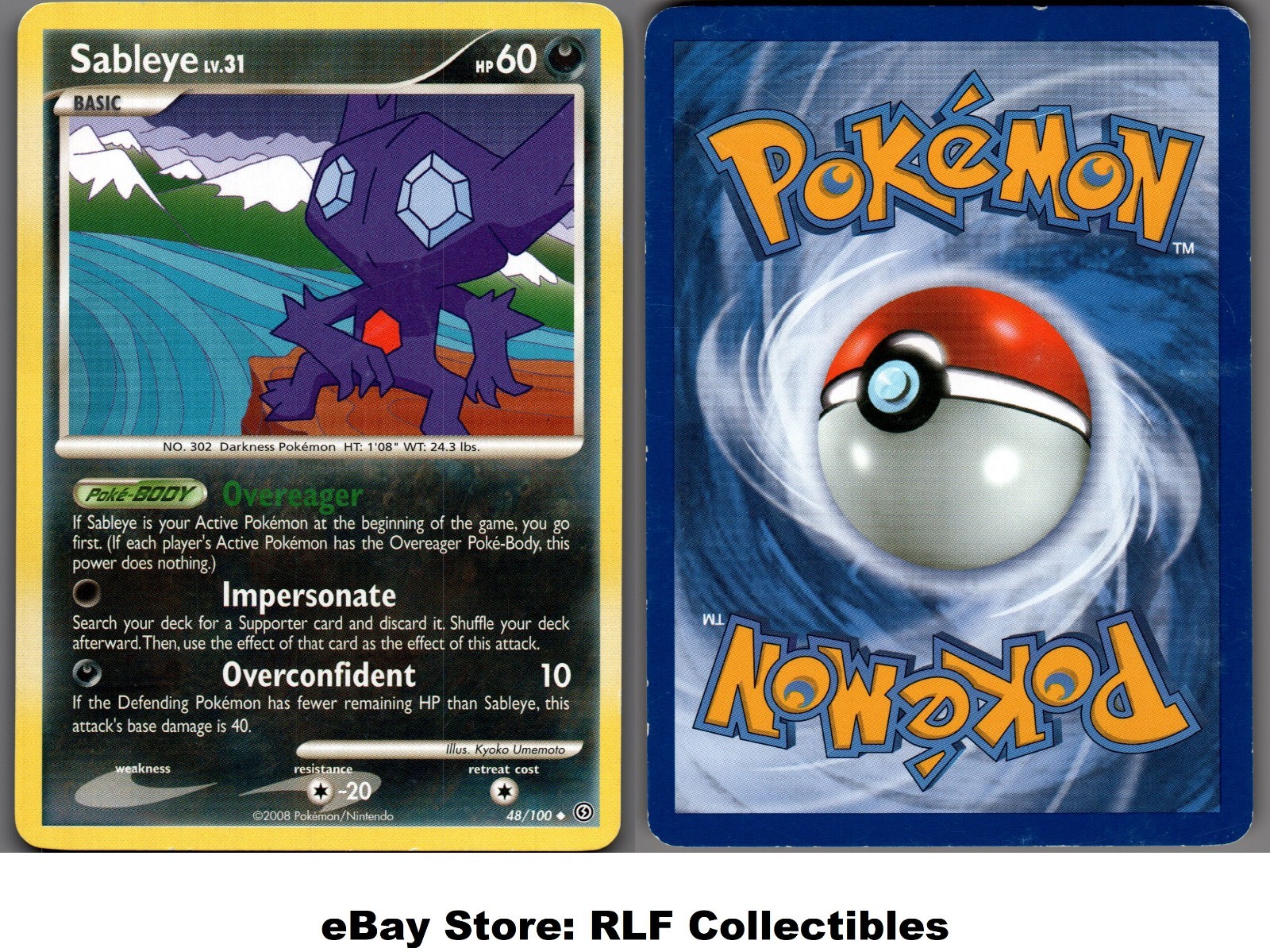 2008 Pokemon, D&P Stormfront, #48/100 Sableye Lv. 31, Uncommon (c)