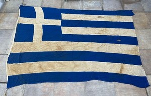 Beautiful Greek Greece Huge in size Cotton Flag 200 cm x 250 cm 1960s Very Old