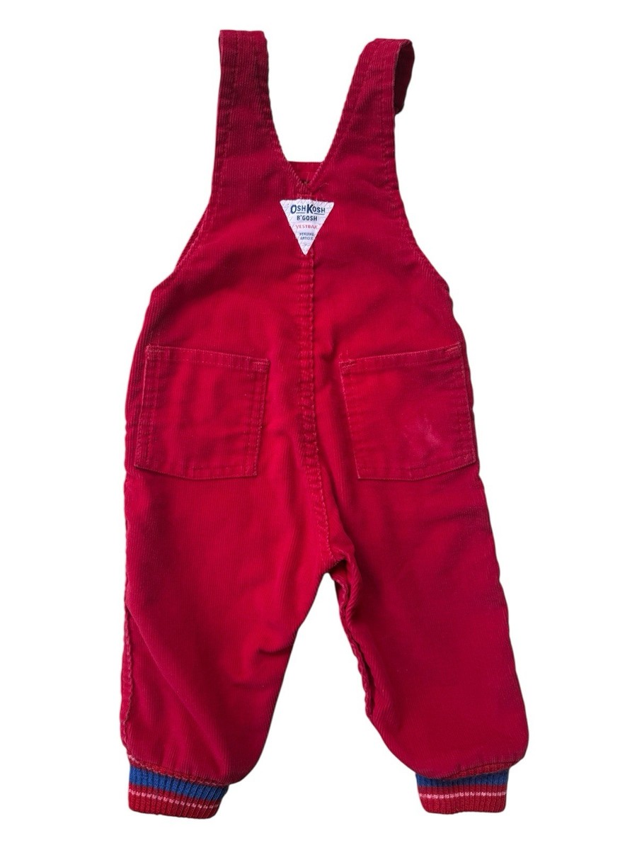 Vintage Baby B'gosh Oshkosh Red Corduroy Overalls Size 18 Months