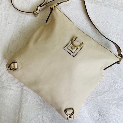 Gucci Abby Leather Shoulder Bag Off-White All Leather Used