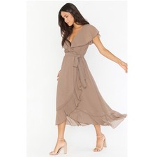 Show Me Your Mumu Jess Ruffle Midi Dress Pink Size S