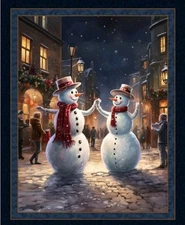 MDG -  Christmas - Snowman Waltz Quilting And Crafting Fabric Panel ⛄️⛄️