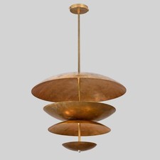 Tiered Brass Pendant Light Ceiling Fixture Metal Disc Chandelier