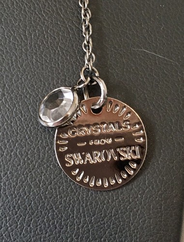 Swarovski Crystal Rivoli Necklace Adjustable To 28” Dark Gray Silver Color - Picture 7 of 20
