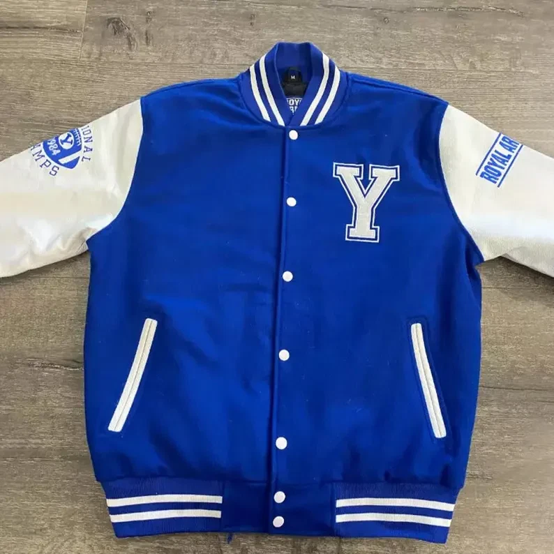 Cougars Men's Varsity Letterman Jacket Wool Body with Genuine Leather Sleeves