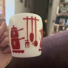 Vintage Hazel Atlas Kitchen Aids Red Milk Glass Cup Mug MCM Excellent RARE!