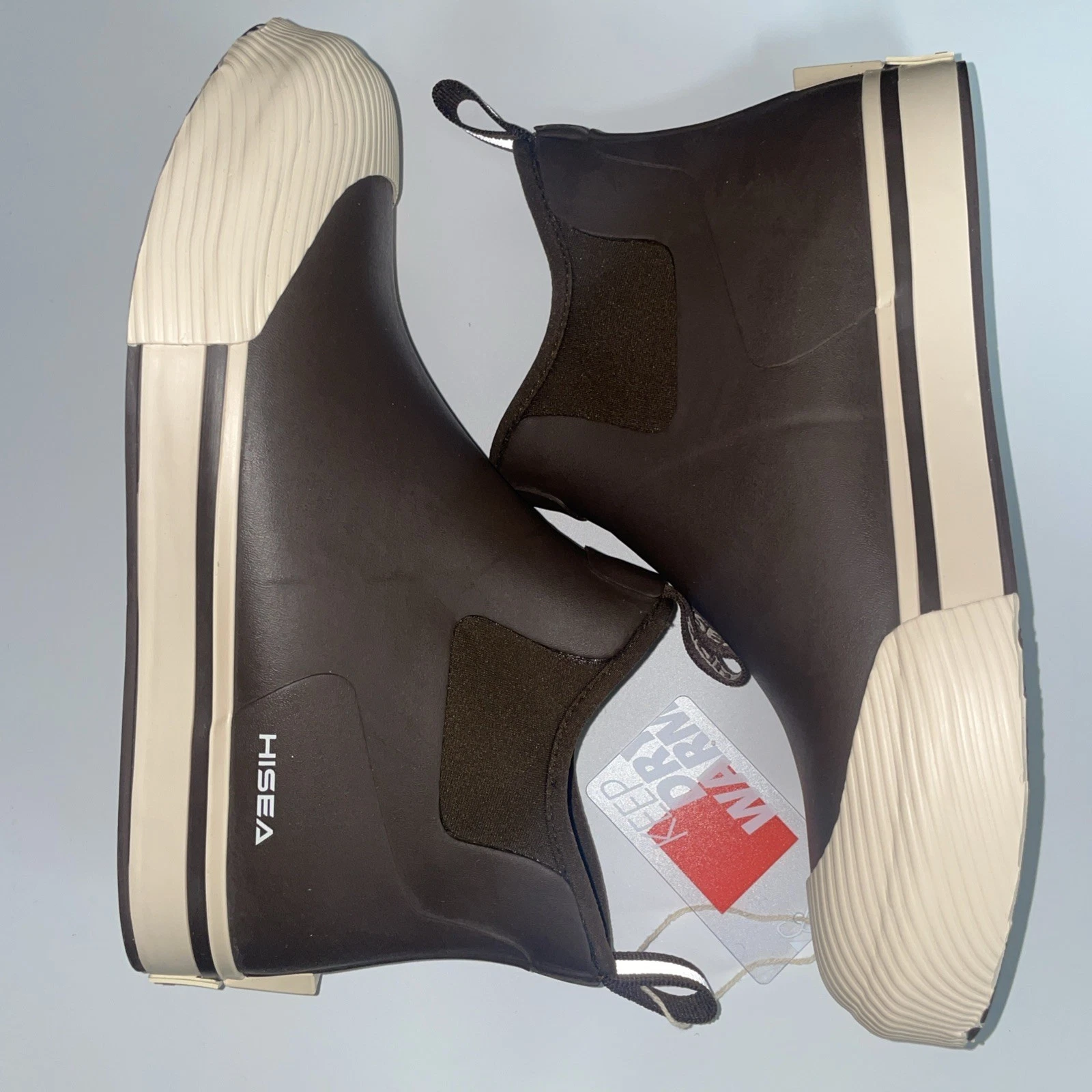 HISEA Voyager Classic Sz 10 Ankle Deck Boots Brown Cream Shell Toe Waterproof