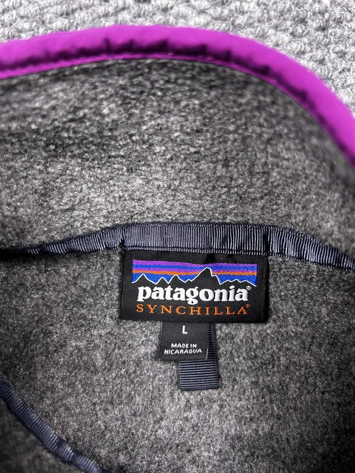 Sudadera polar Patagonia Synchilla para mujer grande gris púrpura pulóver a presión Foto 3 de 4
