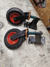 Pair Of 8" Gate Wheels Heavy Duty Spring-Loaded Gate Caster Swivel Tube Locking