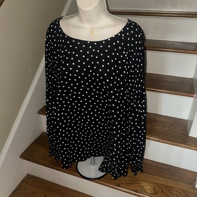 WORTHINGTON Woman Black White Polka Dot Top Blouse Sz 2X NEW BID 4 CHARITY 386