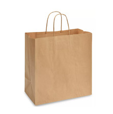 DEMAYA Brown Kraft Paper Bags with Handles 13x7x17 Restaurant Takeout 250 Count