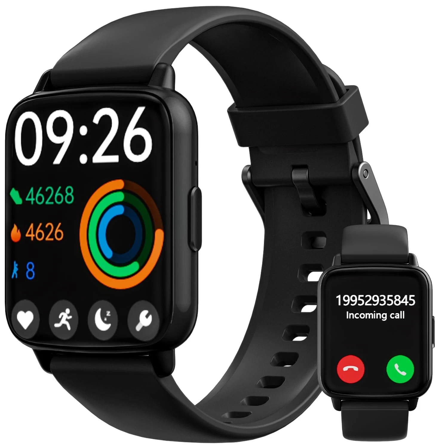 DIVElink Smart Watches for Men Women Fitness - Tracker 1.83", Black