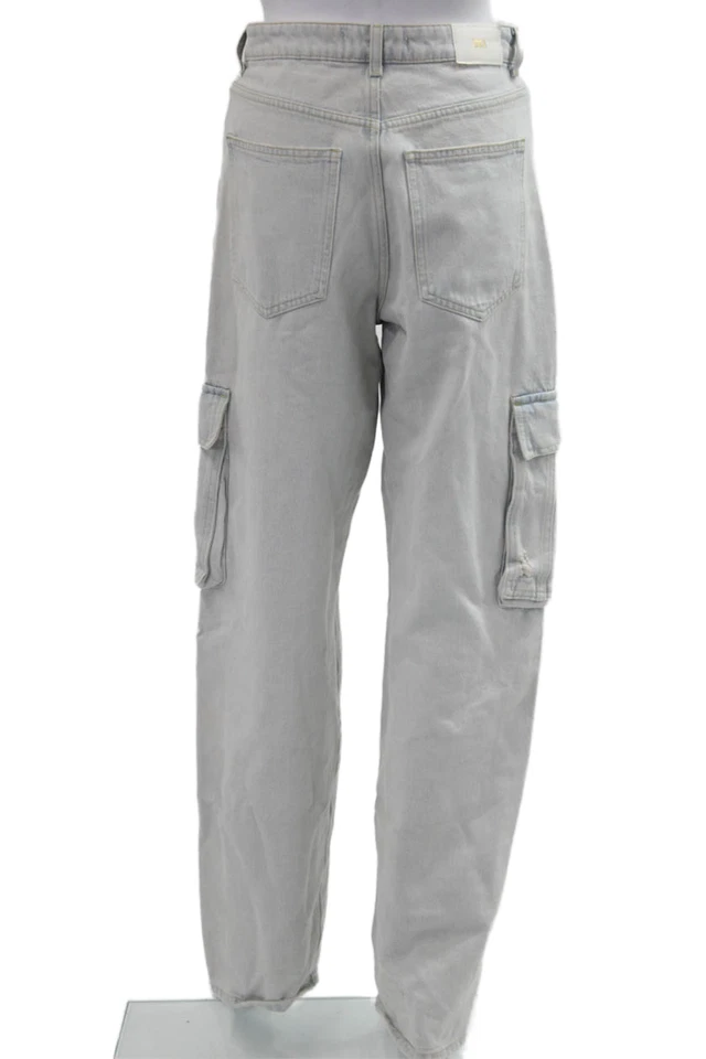 Pantalones cargo Zara unisex gris 100 % algodón tiro medio entrepierna 29 talla 0 Foto 3 de 4