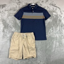 Outfit Set Boy  s S 6/7 Shorts T-Shirt Mixed Brands Blue Stripe Polo Beige