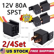 2/4 Sets Car Relay 12V 80A SPST 4-pin Heavy Duty Relay Car DC Normal Open Relay
