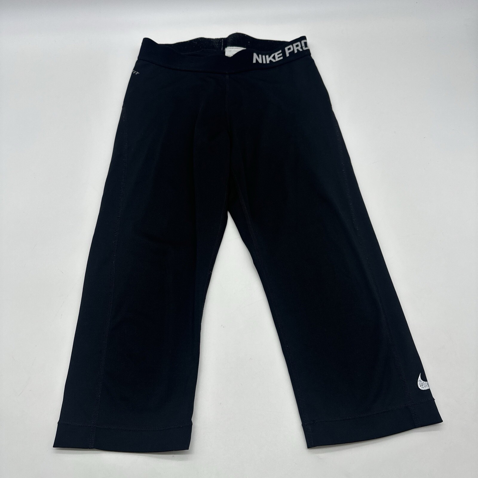 Nike Pro Dri-Fit Pro Leggings Women Small Black Solid Logo ….#21369