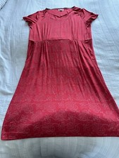 White Stuff Red Pink Floral Jersey Midi Dress Size 20 Pockets V Neck Summer