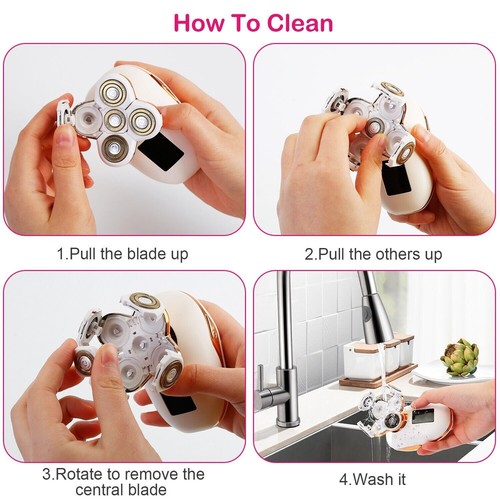 5 In 1 Women Electric Shaver Bikini Trimmer Razor Hair Remover Wet/Dry Leg Face - Picture 20 of 26