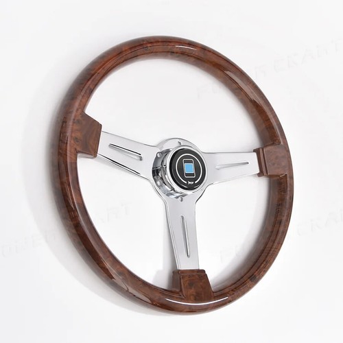Volante Universal 14 pulgadas Estilo Madera Radio Cromo JDM Modificado Carreras - Imagen 2 de 13