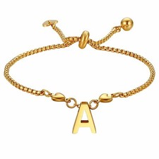 Pulsera de cadena de cuerda con dije de corazón con letra inicial de acero inoxidable para hombre y mujer