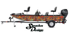 Orange Blue Textiles Colorful Tiles Fish Bass Boat Black Decal Wrap USA Vinyl