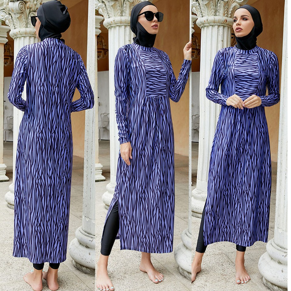 Yajun Lange Mouw Moslim Badpak Vrouwen Slanke Print Islamitische Badmode Sneldrogende Burkini Hijab Bescheiden Badpak Kleding