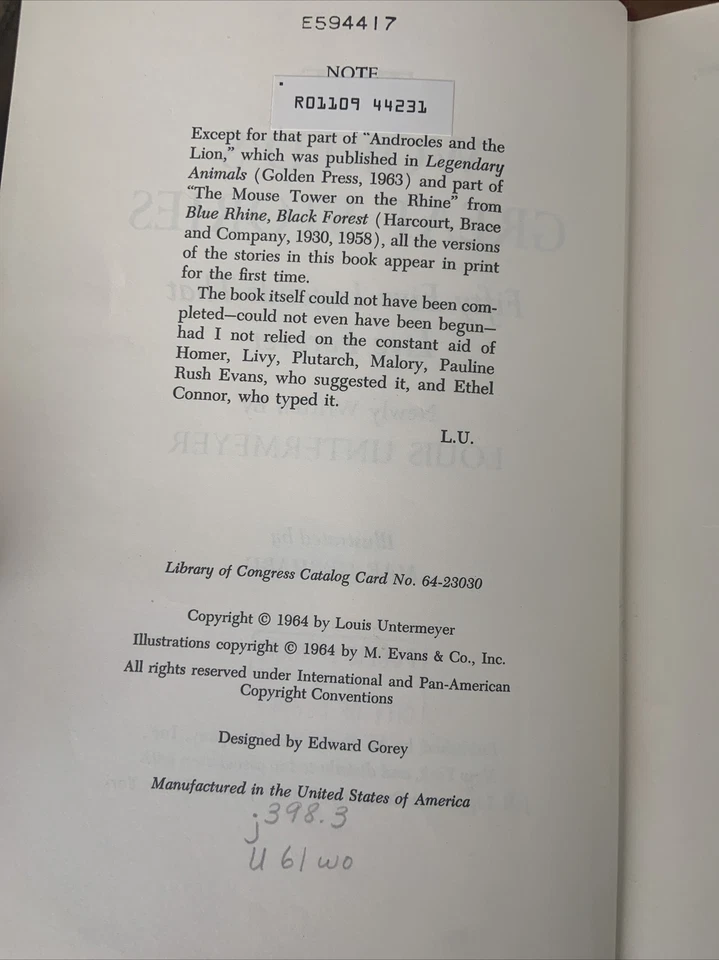 The World’s Great Stories by Louis Untermeyer 55 Legends That Live Forever 1964 - Image 4 of 4