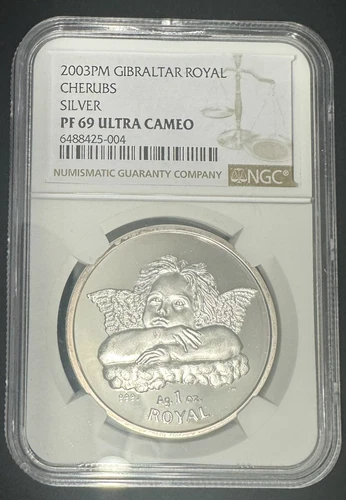 2003PM Gibraltar Royal Cherubs 1oz Silver NGC PF69 Ultra Cameo