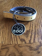 Too Fashionable Suede Leather 17-20 in Yellow/Gray M/L Dog Collar Coastal Pet