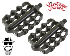 ORIGINAL F&R Vintage Lowrider Double Flat Twisted Bicycle Pedals 1/2"  Black