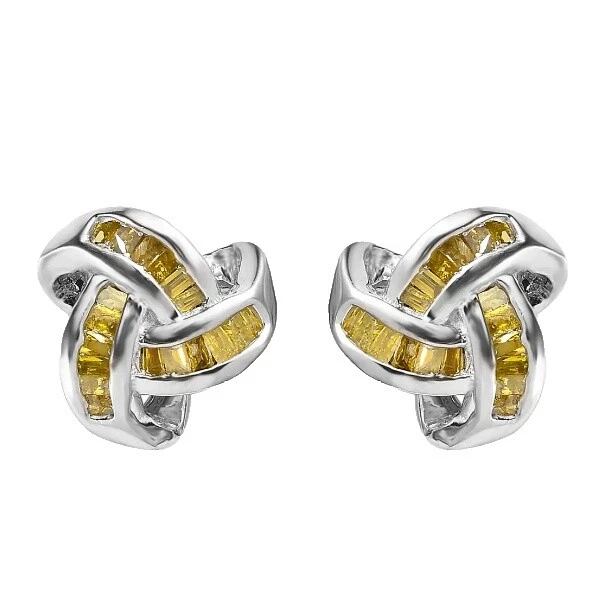 Pendientes de Oro Blanco de piedra blanca para hombres