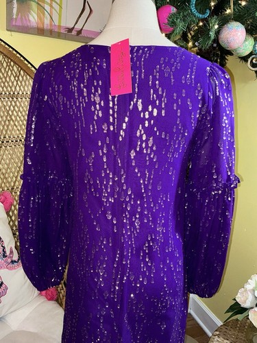 Lilly Pulitzer NWT Cleme Silk Dress Purple Berry Chiffon $268 Size 0,4,6,8,12 - Picture 14 of 24