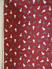 VIP Cranston Snowman Toss Stripe Christmas COTTON FABRIC SBTYX 44" NEW