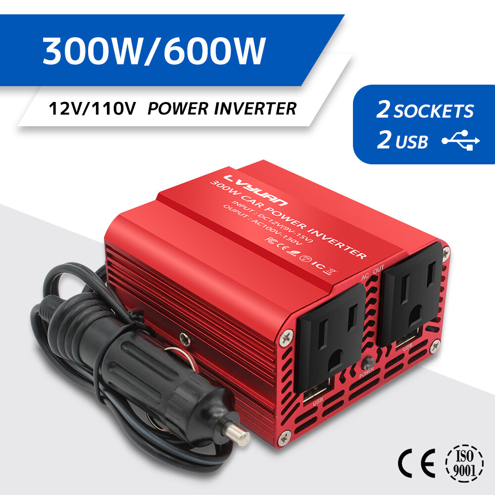 Inverter 300W Da 12V A 220V Con 2 Prese E 4 USB – Ricarica Rapida Per Laptop, Tablet E Console