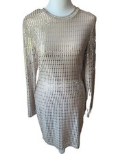 Junior bodycon metallic dress small in mauve/silver metallic new with tag