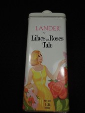 Vintage LANDER Lilacs and Roses Talc Blended Powder Tin 25 Full