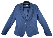 Wrap Designed In London Women's Jacket Size 12 Blue Wool Linen Blend Rrp:£175
