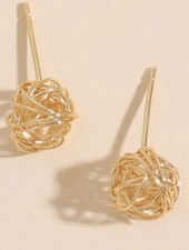 HOLLOW BALL DESIGNER STUD EARRINGS CHOOSE GOLD or SILVER FILLED 
