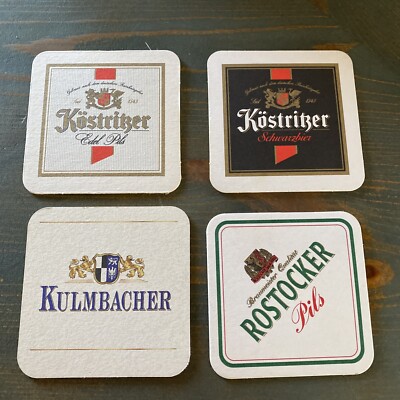 Kostritzer Schwarzbier -Edel Pils Kulmbacher Rostocker Pils 4 Beer Coaster New