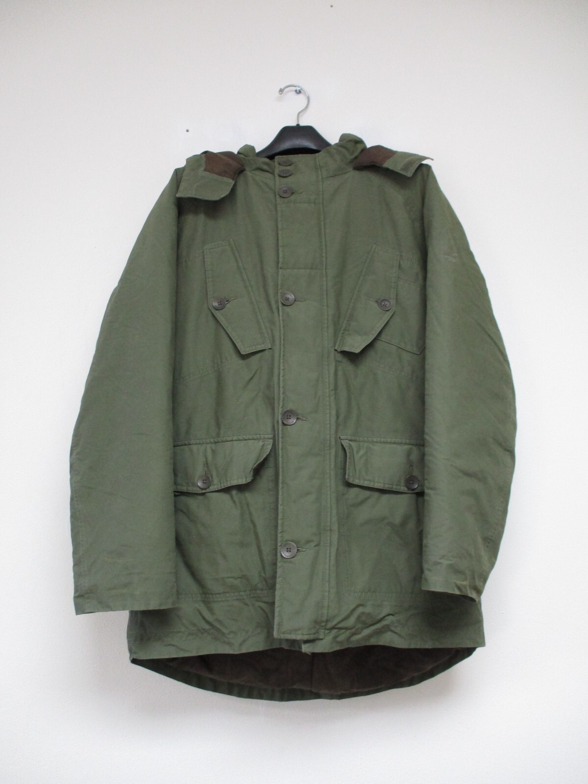 Timberland Green Canvas Utility Jacket with Hood Pocket Zip Snap Men Medium
