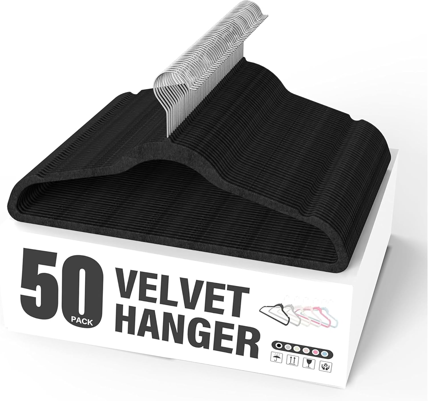 50 Pack Velvet Swivel Hangers - Non-Slip Heavy Duty Closet Organizers with 360° Hooks-image