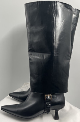 VAILA Women's Monica Wide-Calf Pointed Toe Black Dress Boots US Size 11