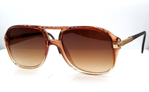 Vintage Luxottica Stanley Brown Pilot Sunglasses Italy W/NEW LENSES!