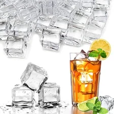 50 Pack 25mm Clear Acrylic Fake Ice Cubes Display for Home Wedding Decor