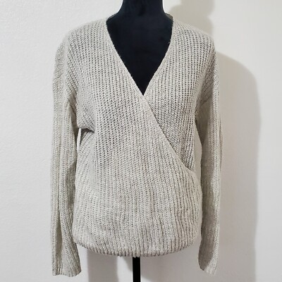 Forever 21 Sweater Top Blouse Deep V-Neck Women's S Long