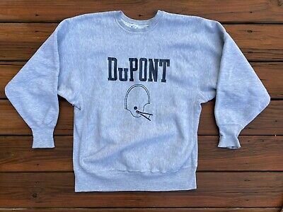 Vintage 70s Champion Reverse Weave Dupont Football Sweatshirt Mens XL | eBay