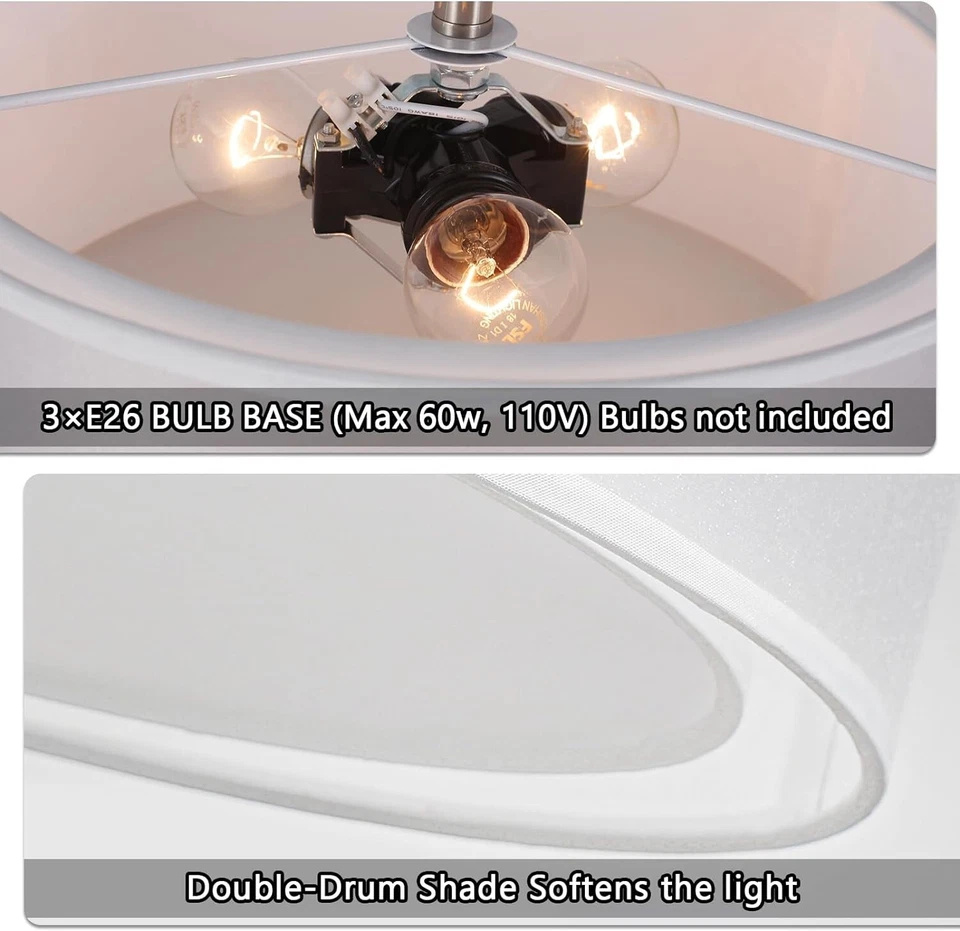 Luupyia 3-Light Drum Ceiling Light Modern Semi Flush Mount Fixture 12.6 in - Image 4 of 4