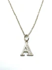 Sterling Silver 925 Pave Crystal Initial A Letter Pendant Necklace Estate