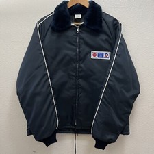 Vintage Horizon Sports Chevy Racing AC GM Delco Union Faux Fur Jacket Navy